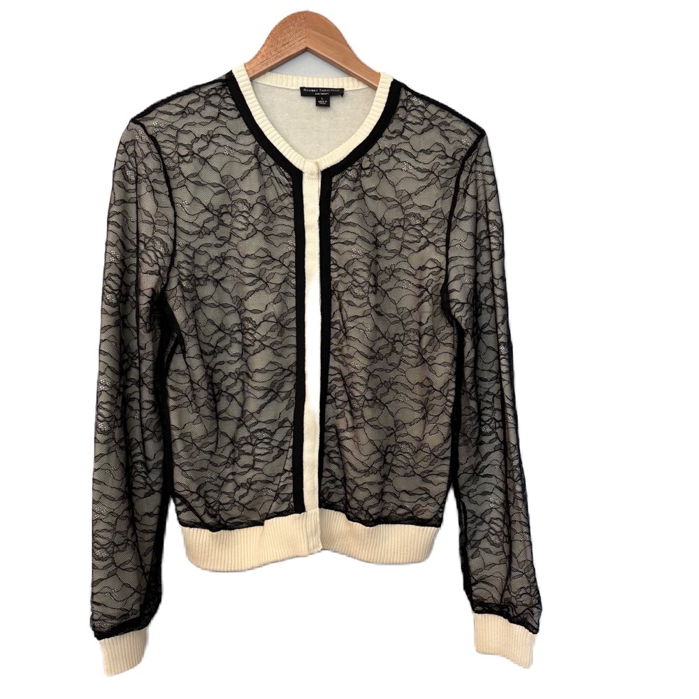 Behnaz Sarafpour for Target Black Lace Overlay Cotton Cardigan Size L